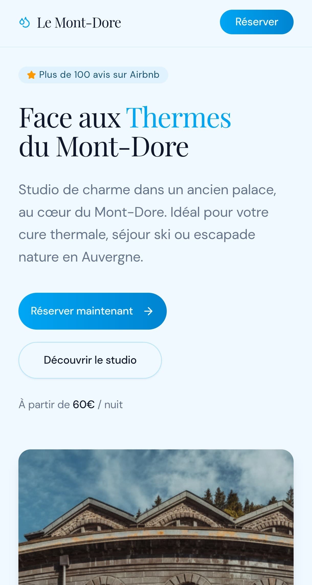 Aperçu du site de réservation directe du Studio Mont-Dore créé par BedLink